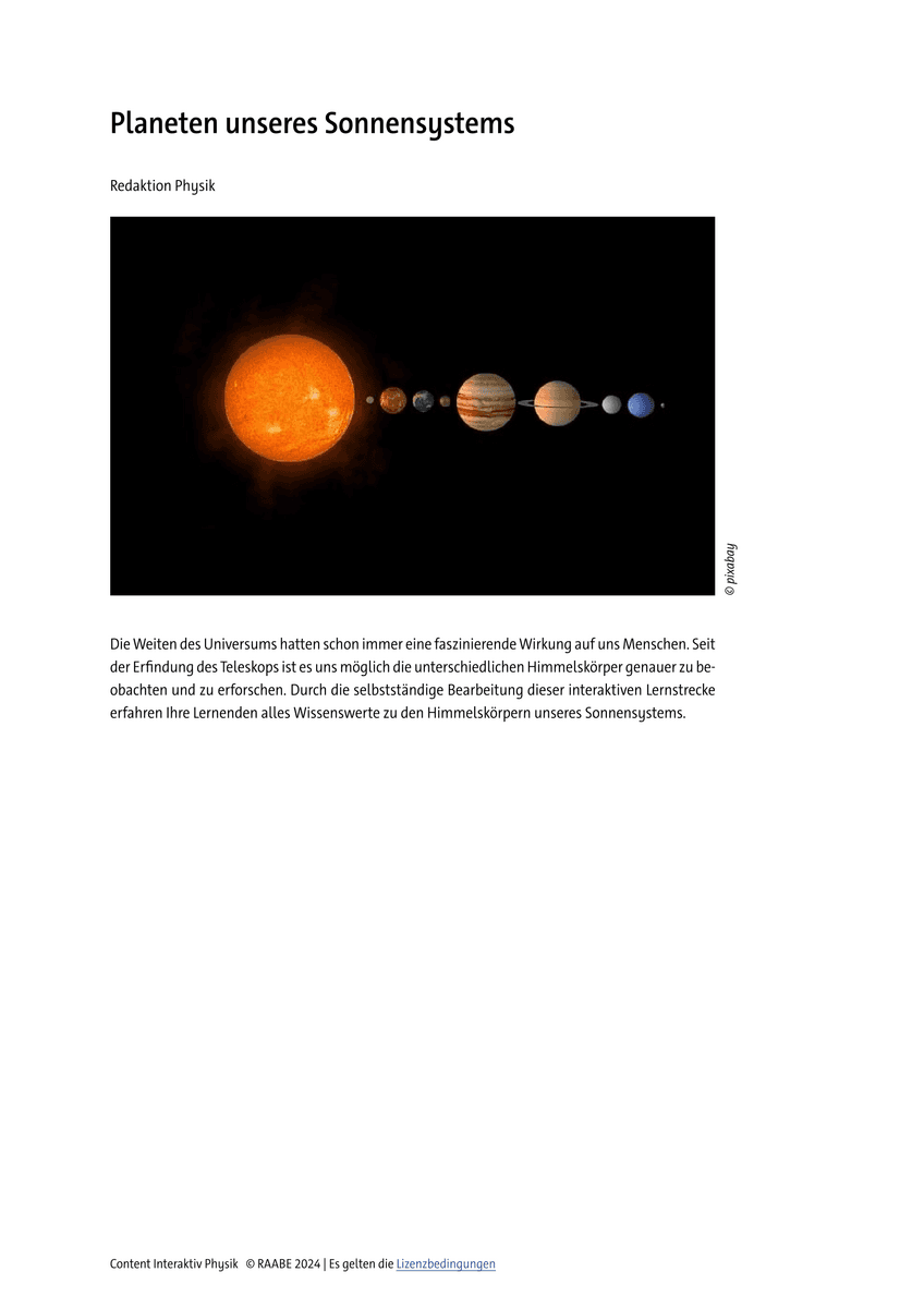 Planeten unseres Sonnensystems