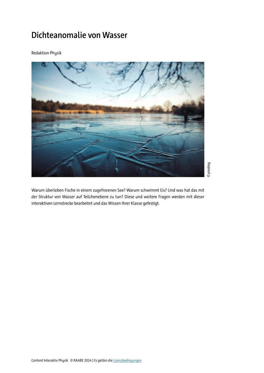 Dichteanomalie von Wasser