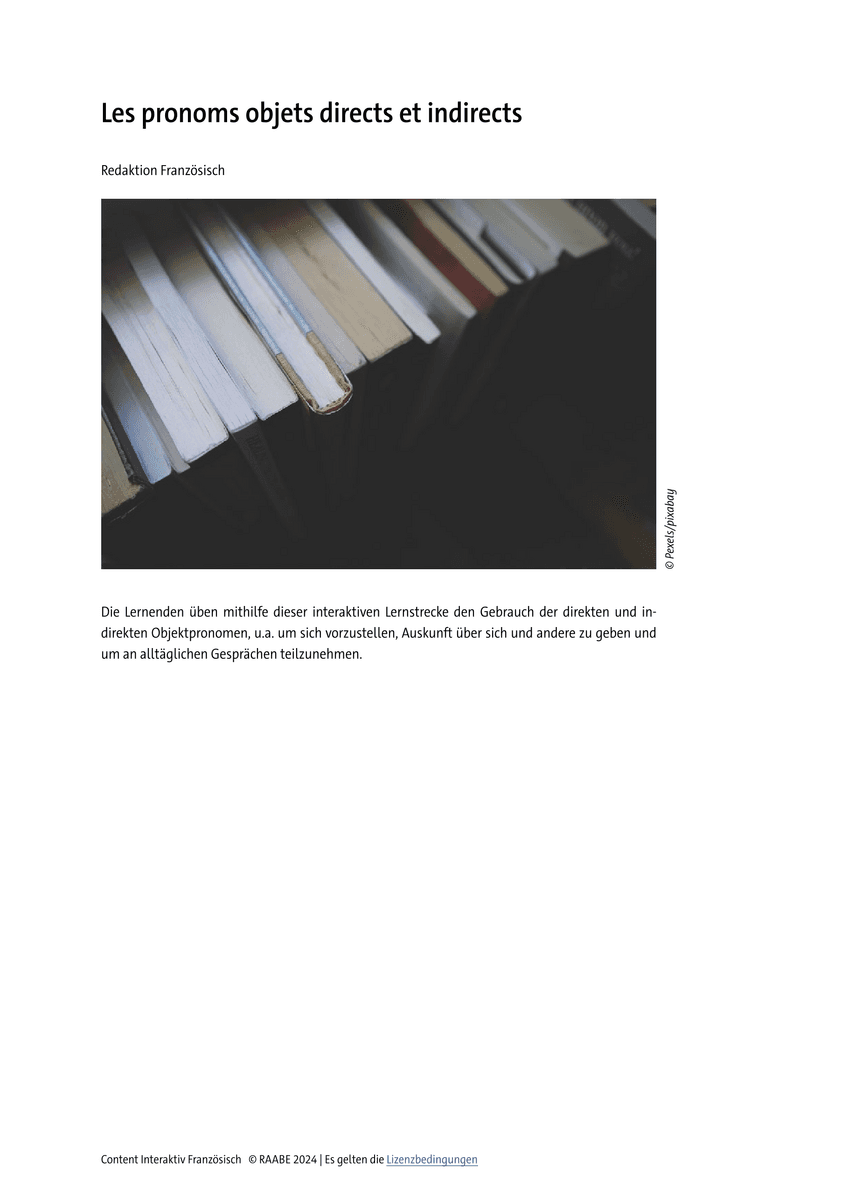 Les pronoms objets directs et indirects