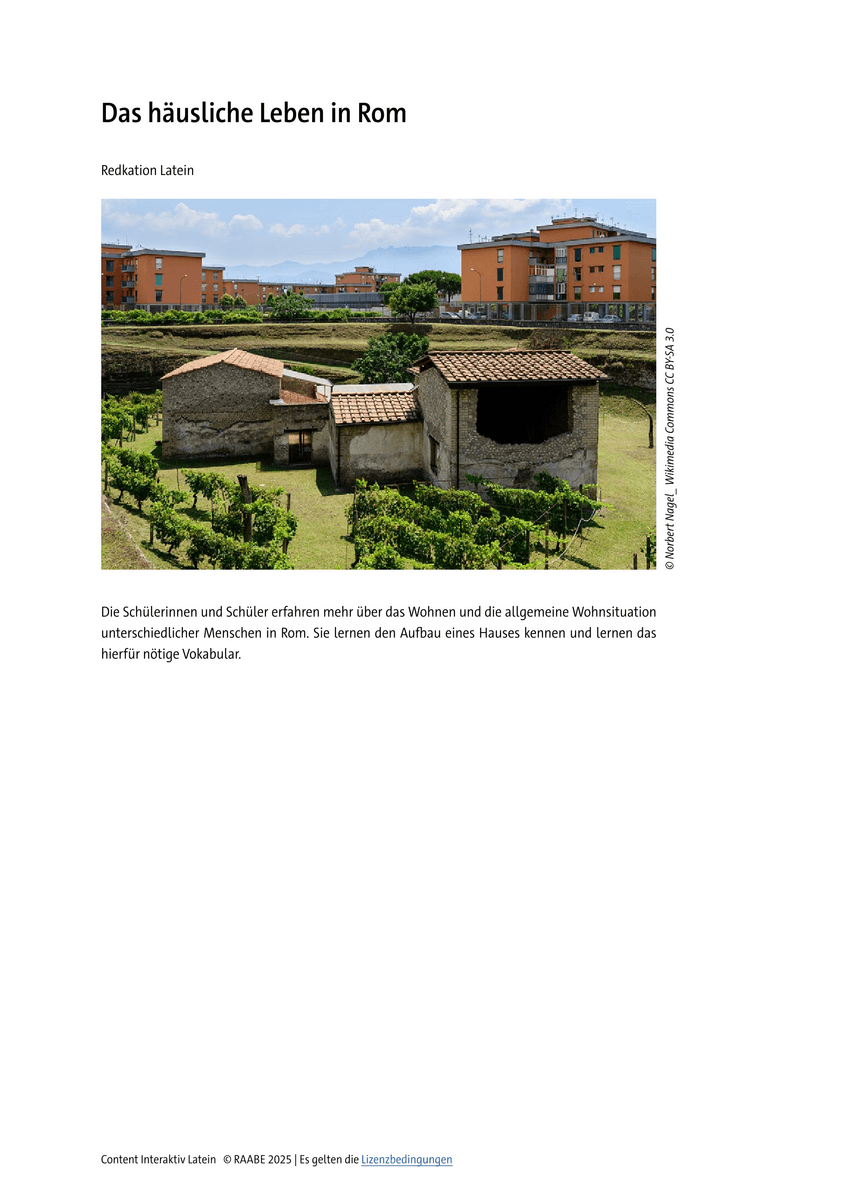 Das häusliche Leben in Rom