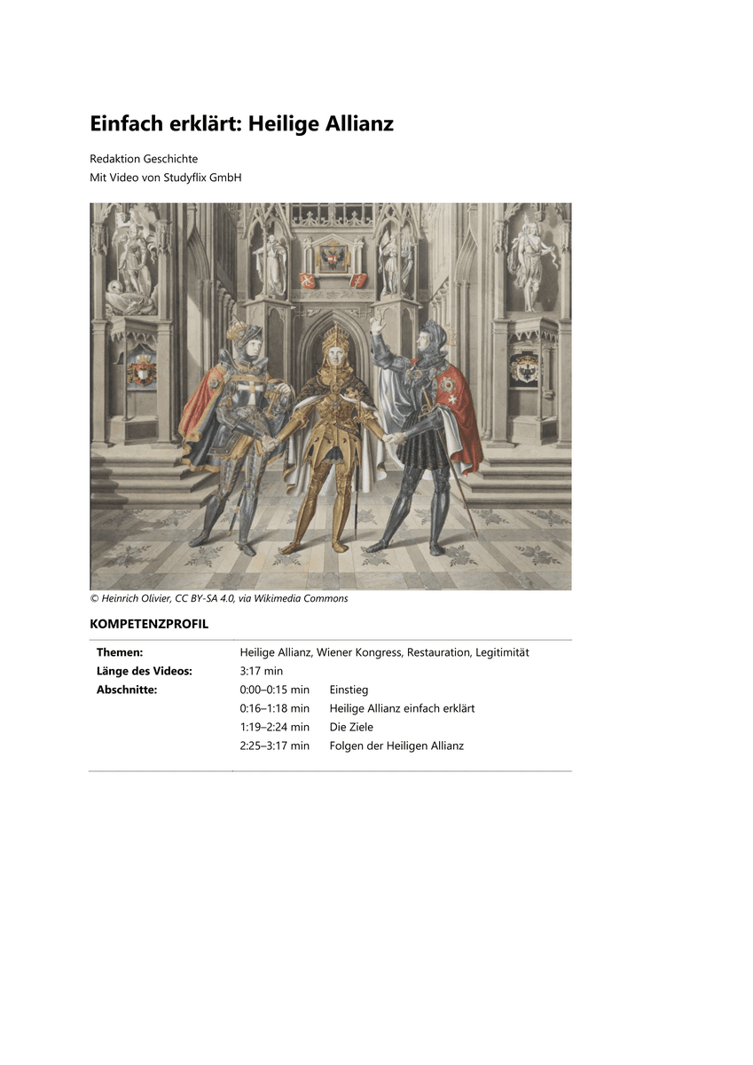 Lernen & Üben: Erklärvideo Heilige Allianz