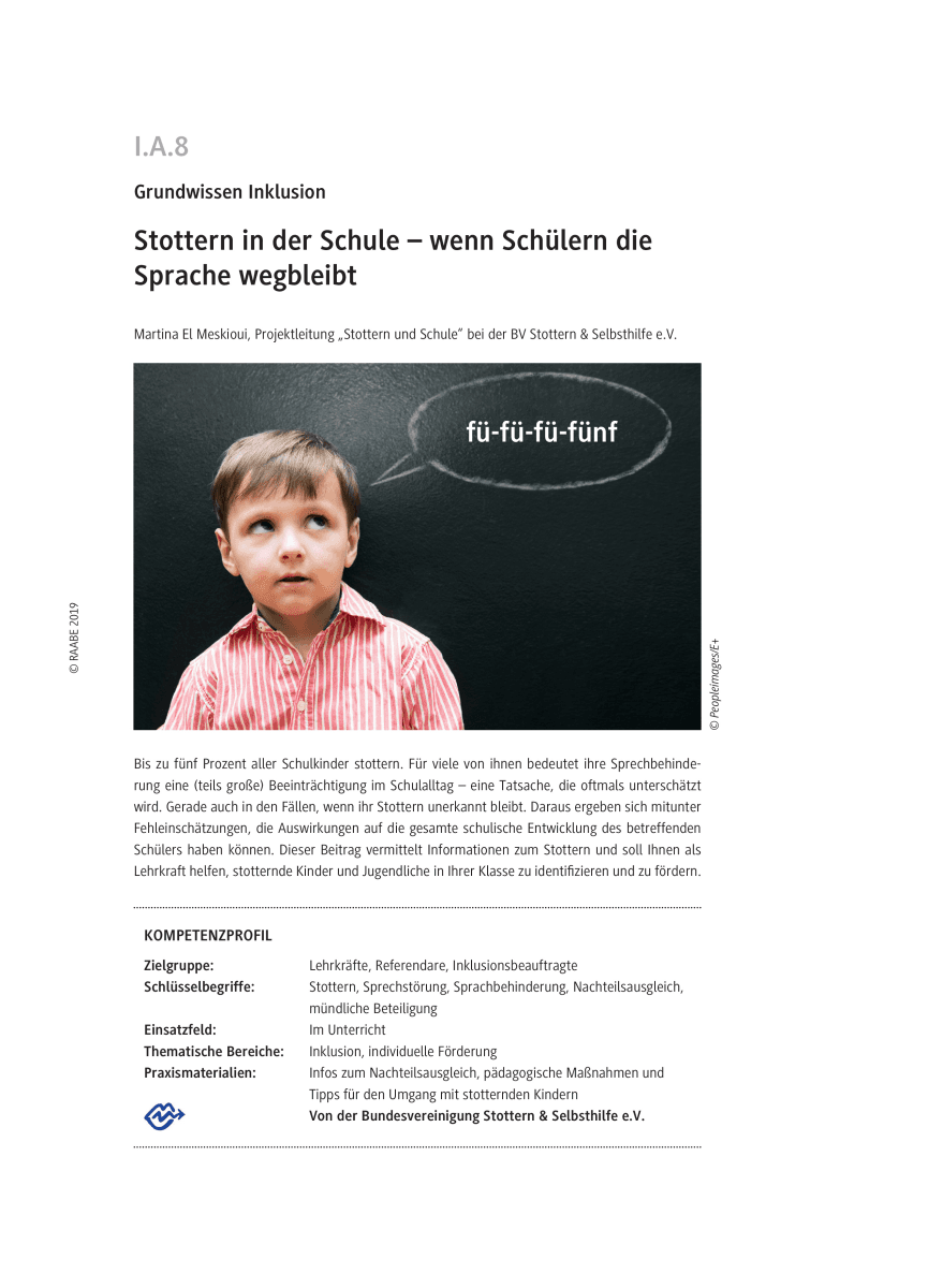 Stottern in der Schule -