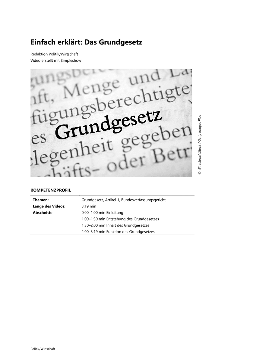 Einfach erklärt: Das Grundgesetz