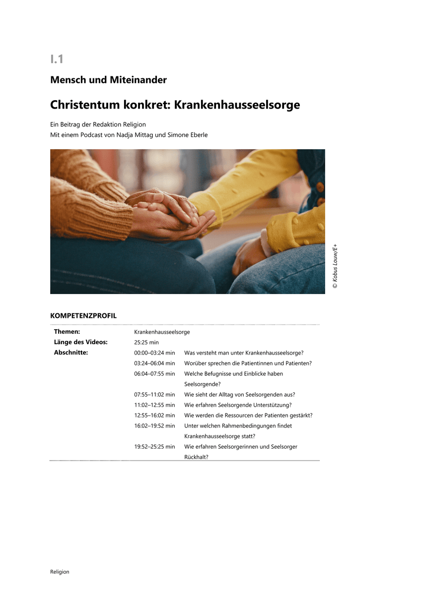 Christentum konkret: Krankenhausseelsorge