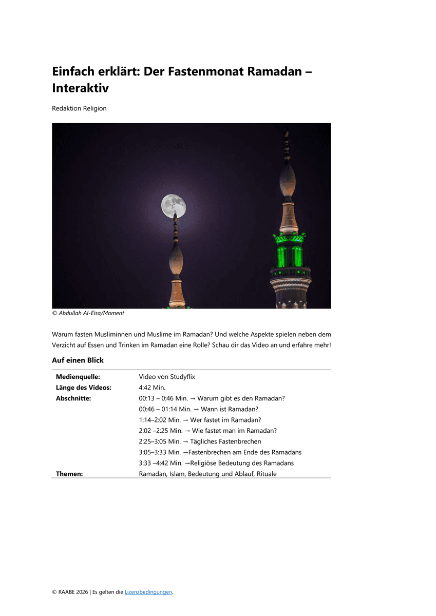 Einfach erklärt: Der Fastenmonat Ramadan Einfach erklärt: Der Fastenmonat Ramadan
