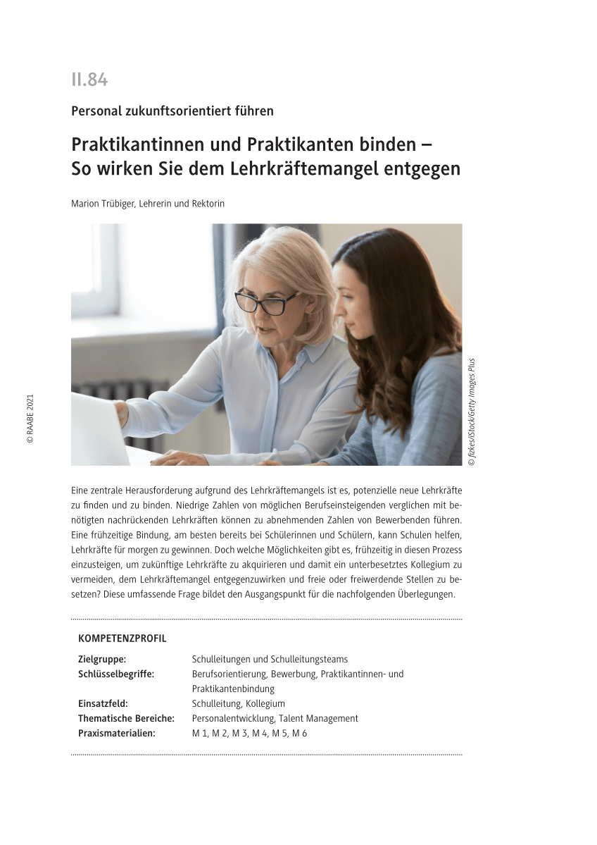 Praktikantinnen und Praktikanten an die Schule binden