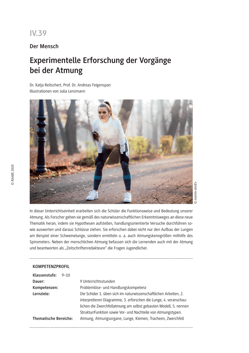 Experimentelle Erforschung der Vorgänge bei der Atmung