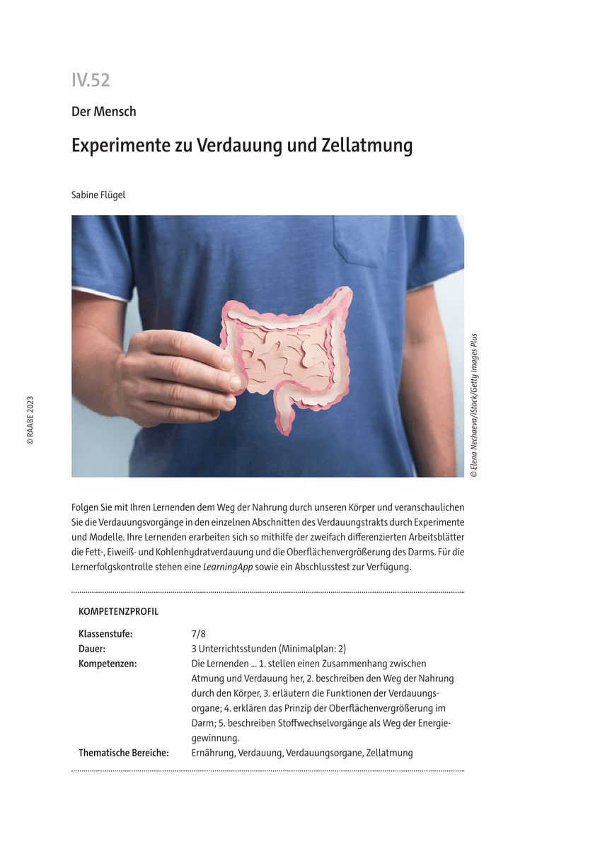 Experimente zu Verdauung und Zellatmung