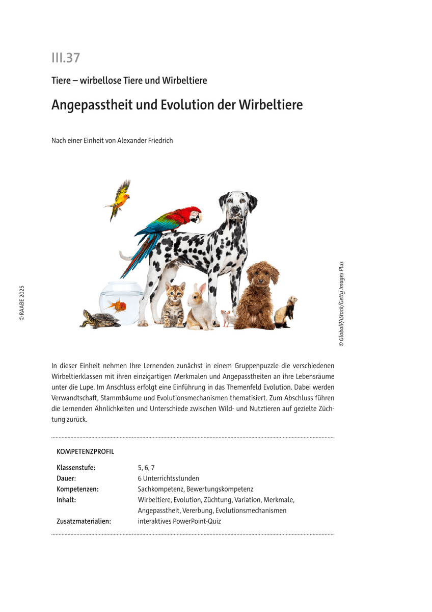 Angepasstheit und Evolution der Wirbeltiere
