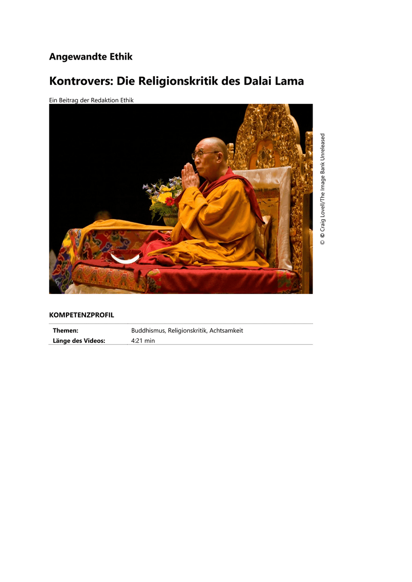 Kontrovers: Die Religionskritik des Dalai Lama