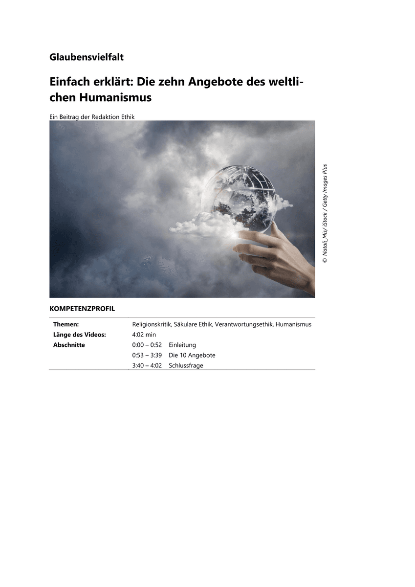 Einfach erklärt: Die zehn Angebote des weltlichen Humanismus