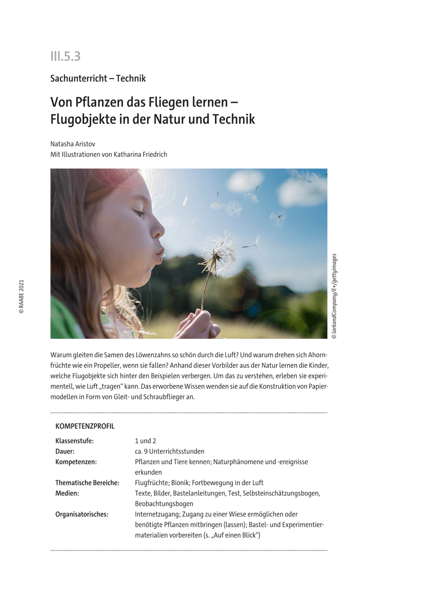 Von Pflanzen das Fliegen lernen