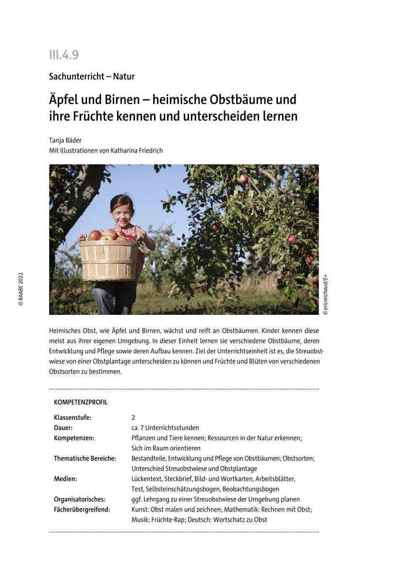 Heimische Obstbäume und ihre Früchte kennen und unterscheiden lernen