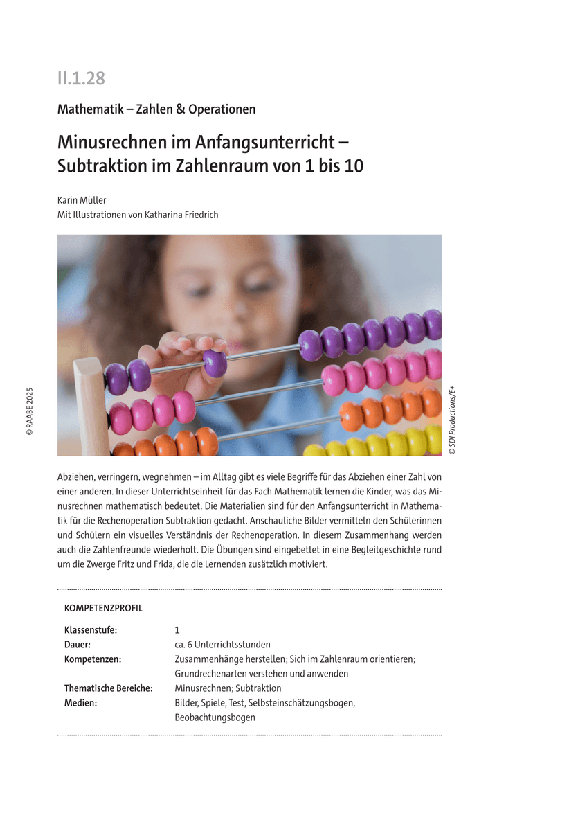Minusrechnen im Anfangsunterricht