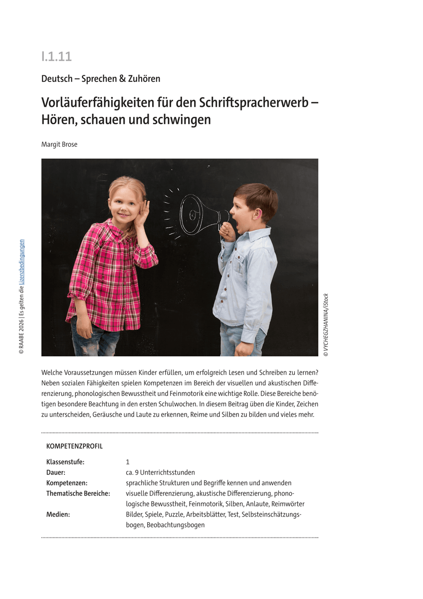 Vorläuferfähigkeiten für den Schriftspracherwerb