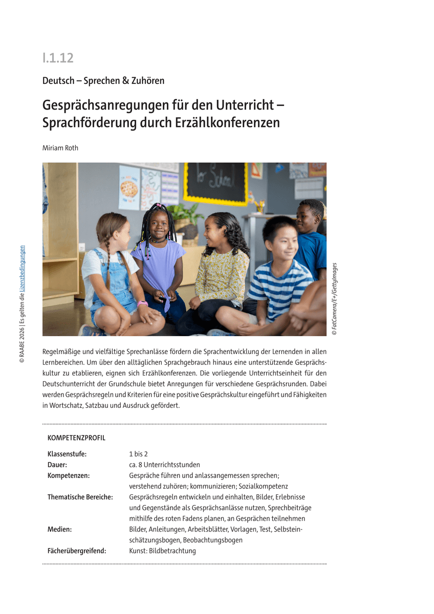 Gesprächsanregungen für den Unterricht