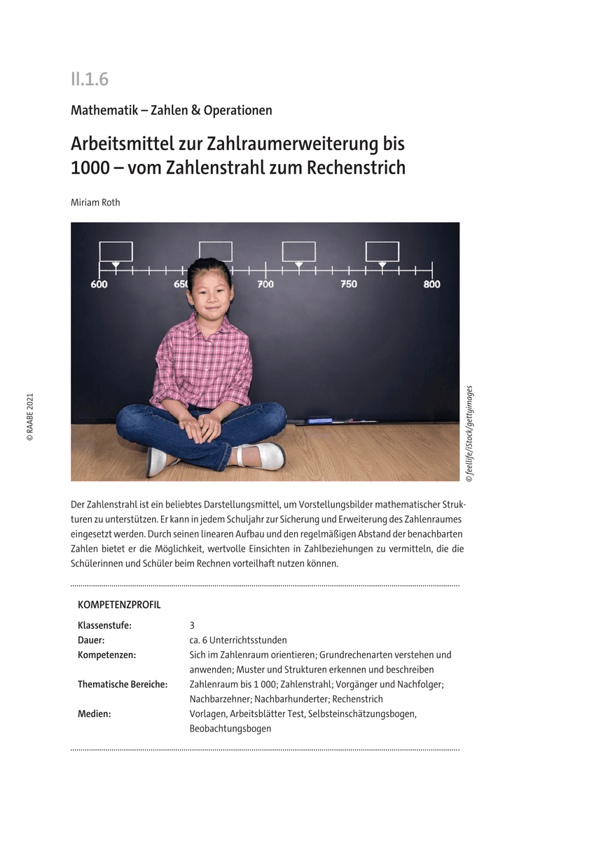 Arbeitsmittel zur Zahlraumerweiterung bis 1000
