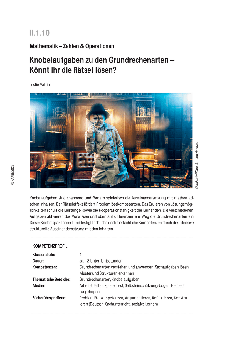 Knobelaufgaben zu den Grundrechenarten