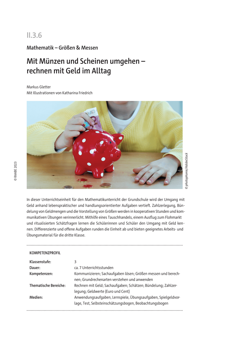 Mit Münzen und Scheinen umgehen