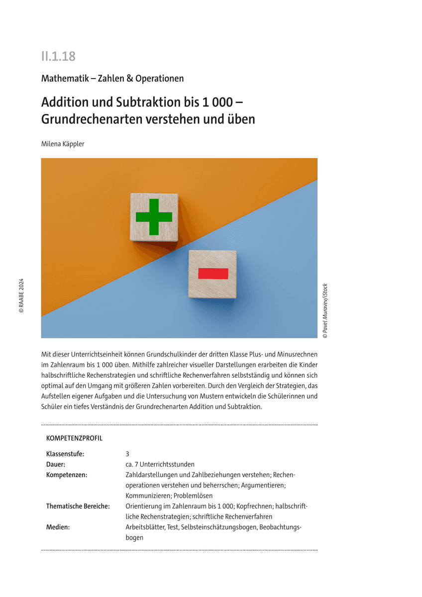 Addition und Subtraktion bis 1000
