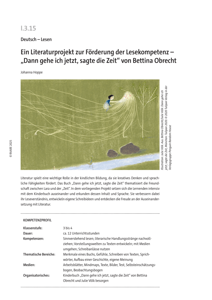 Ein Literaturprojekt zur Förderung der Lesekompetenz