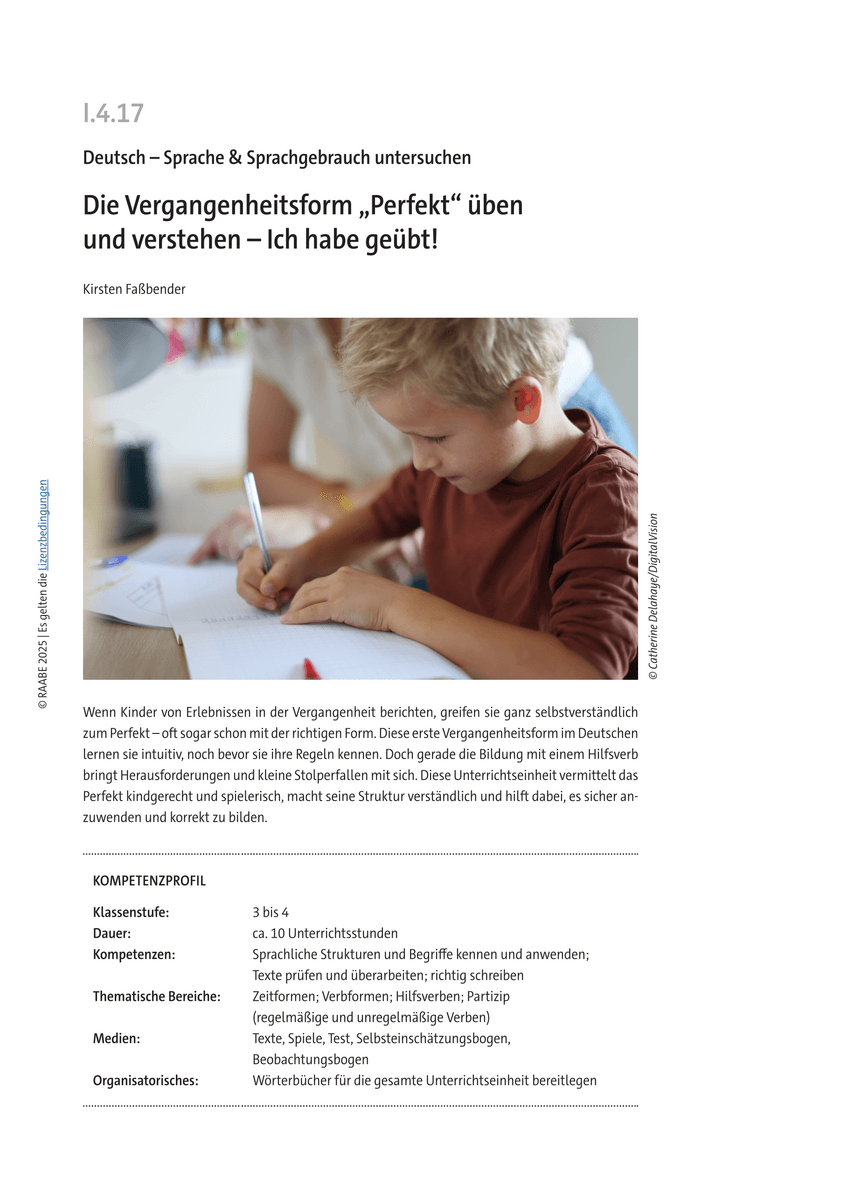 Die Vergangenheitsform „Perfekt“ üben und verstehen