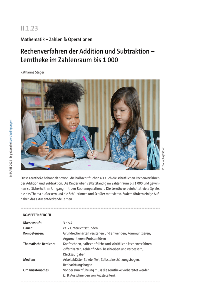 Rechenverfahren der Addition und Subtraktion