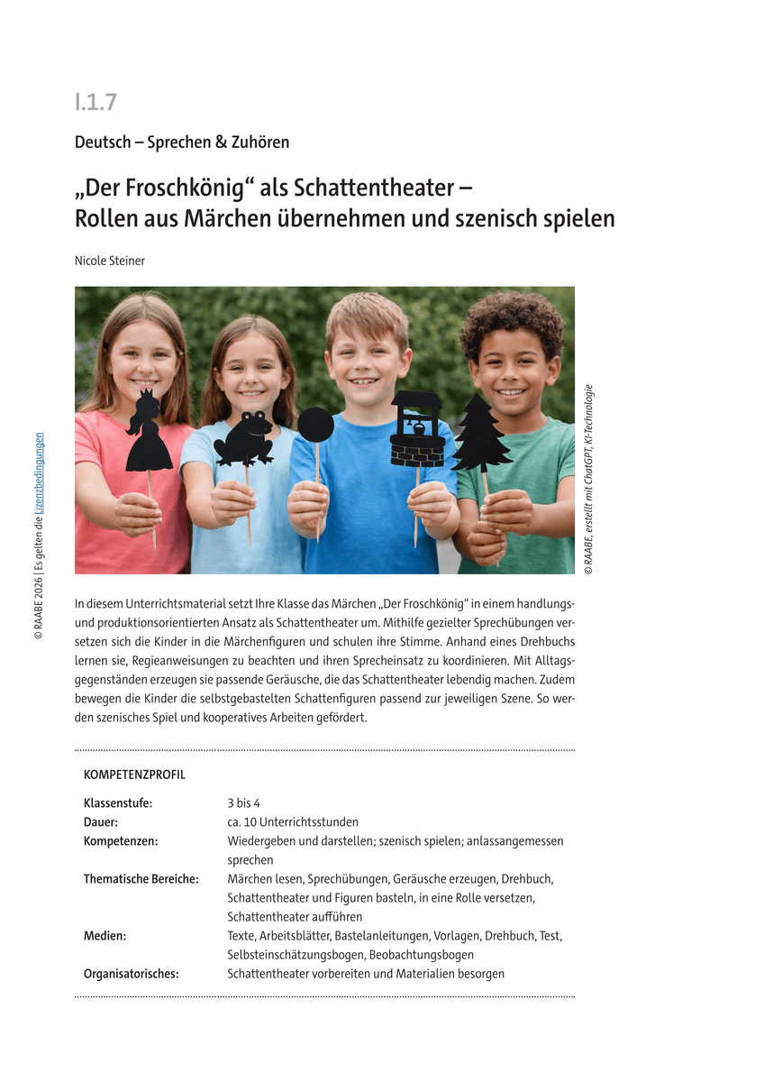 „Der Froschkönig“ als Schattentheater