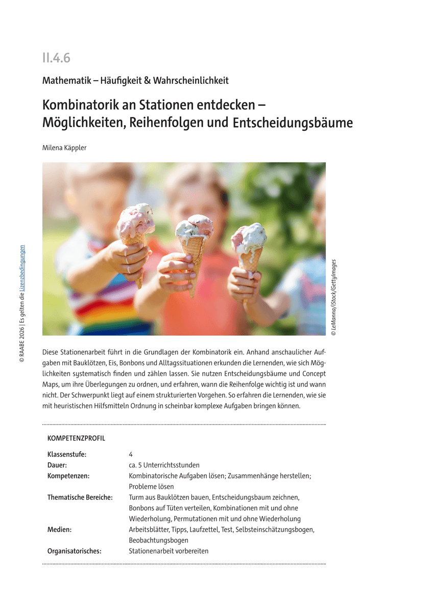 Kombinatorik an Stationen entdecken
