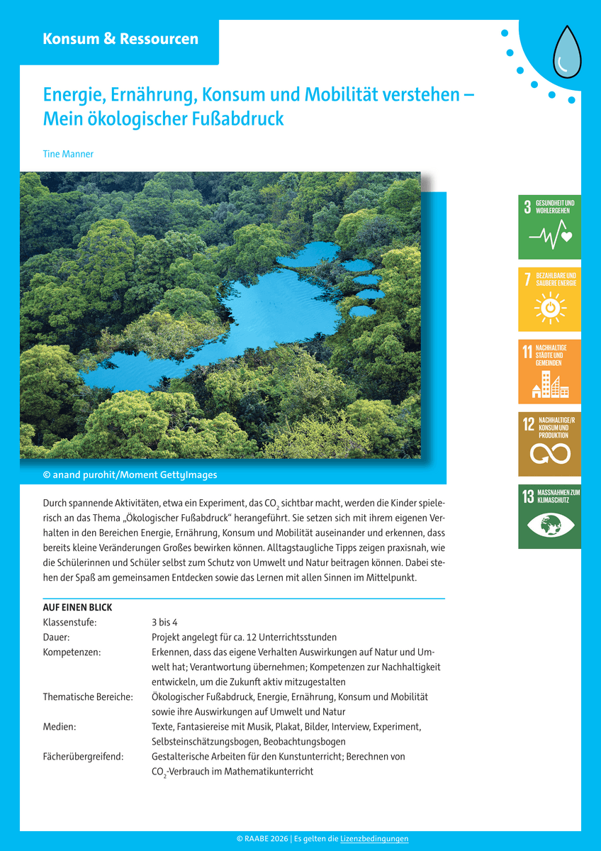 Energie, Ernährung, Konsum und Mobilität verstehen