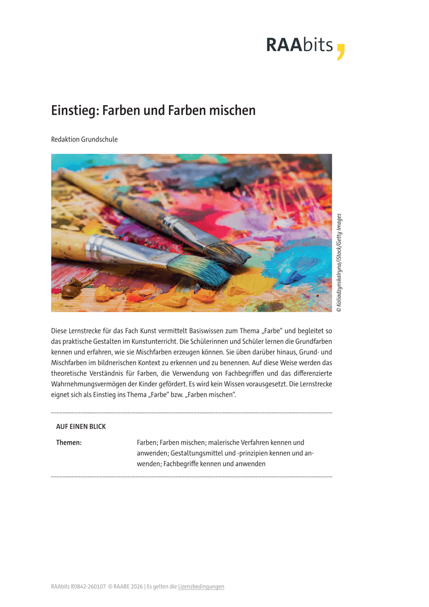 Einstieg: Farben und Farben mischen