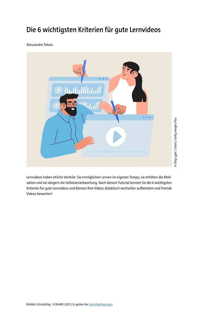 Die 6 wichtigsten Kriterien für gute Lernvideos Die 6 wichtigsten Kriterien für gute Lernvideos