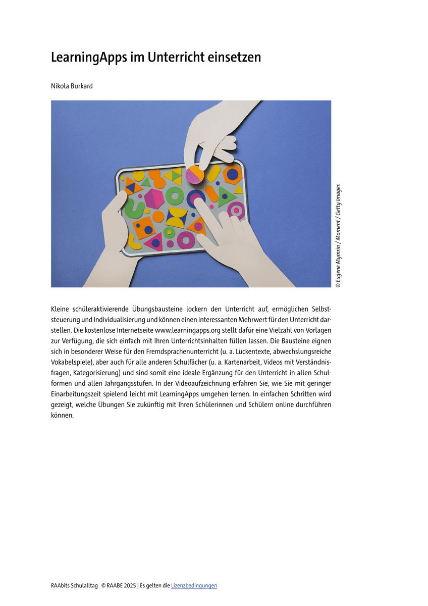 LearningApps im Unterricht einsetzen LearningApps im Unterricht einsetzen