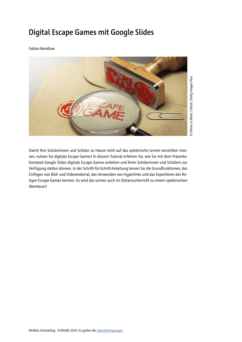 Digital Escape Games mit Google Slides Digital Escape Games mit Google Slides