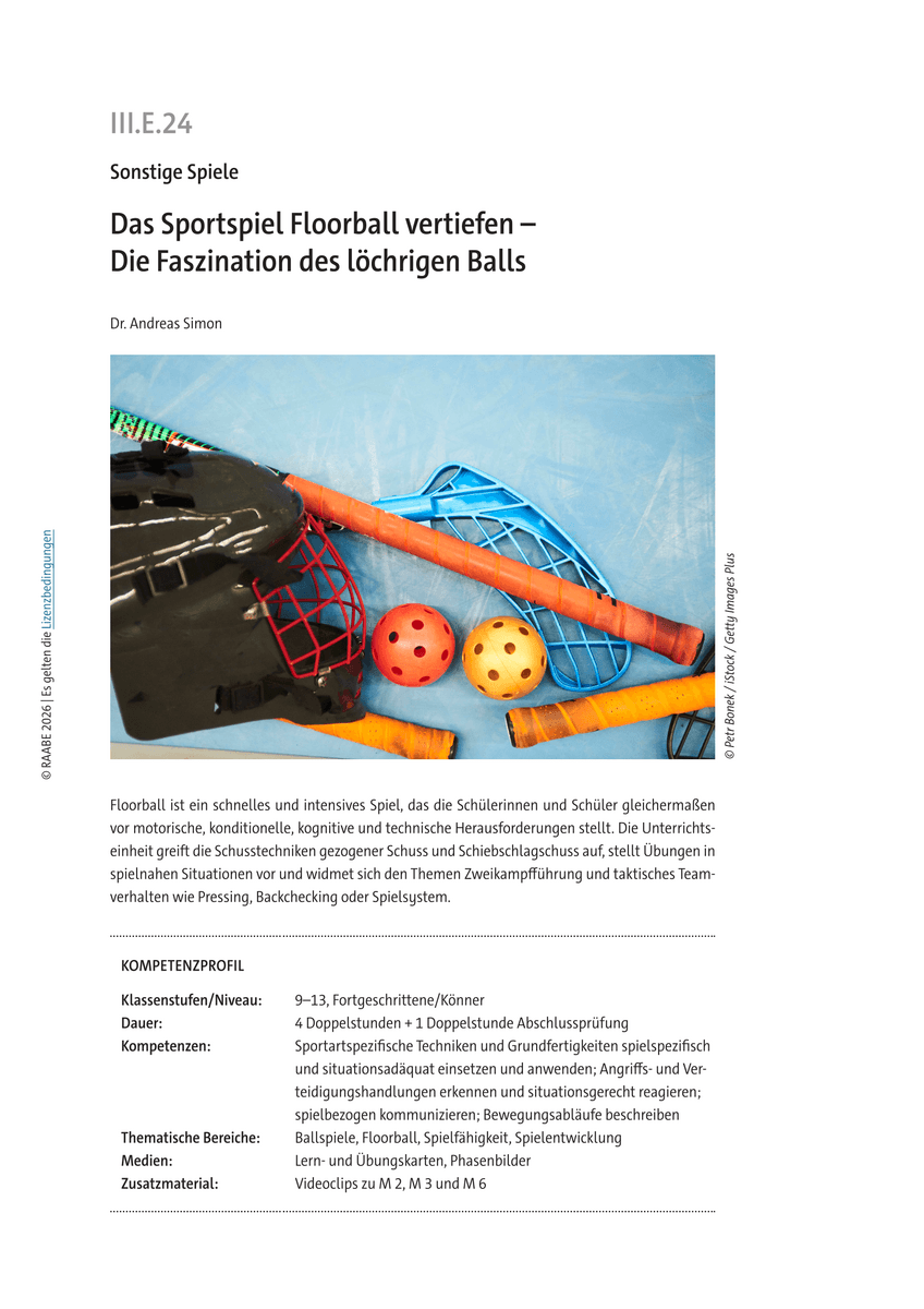 Das Sportspiel Floorball vertiefen Das Sportspiel Floorball vertiefen