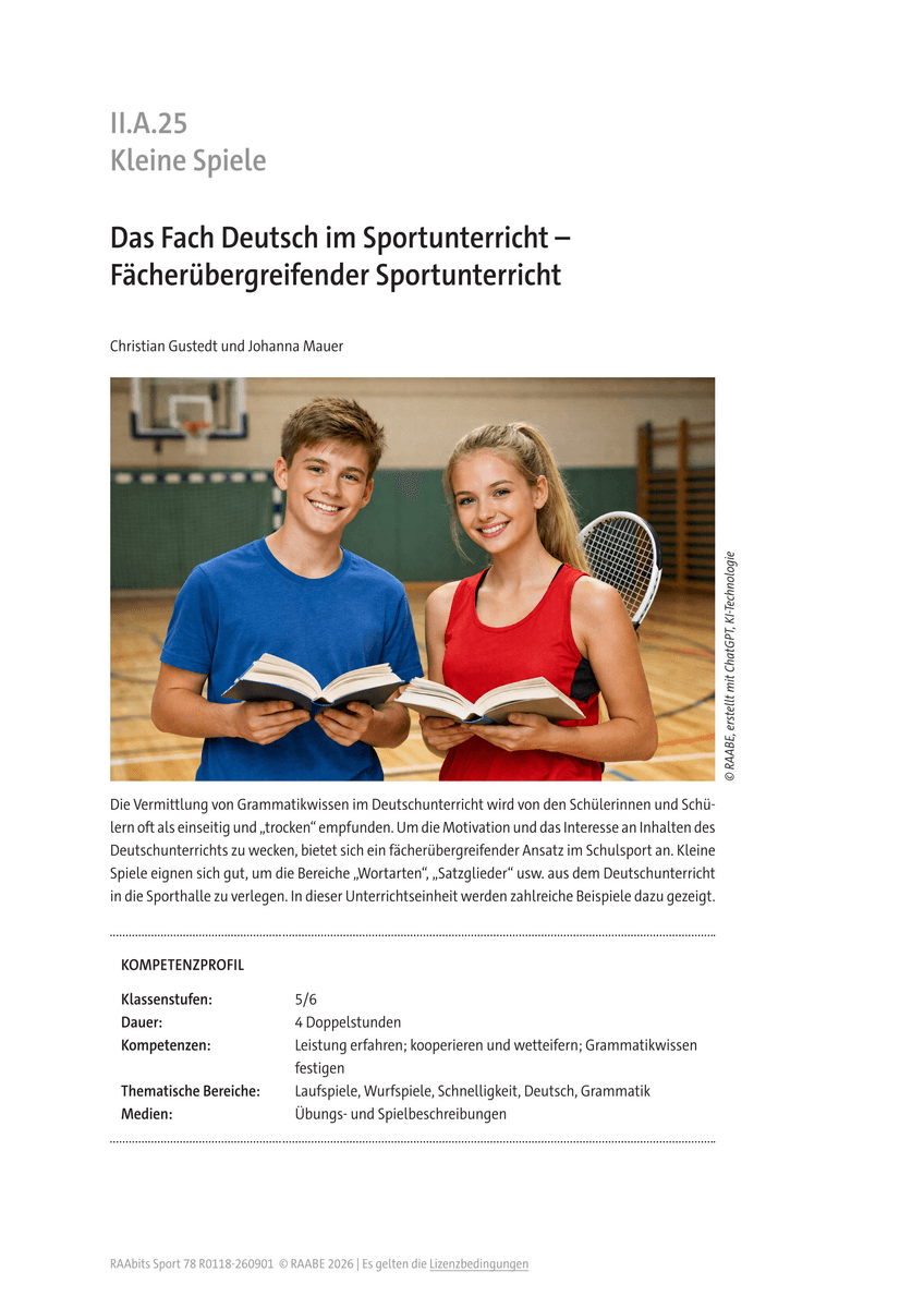 Das Fach Deutsch im Sportunterricht Das Fach Deutsch im Sportunterricht