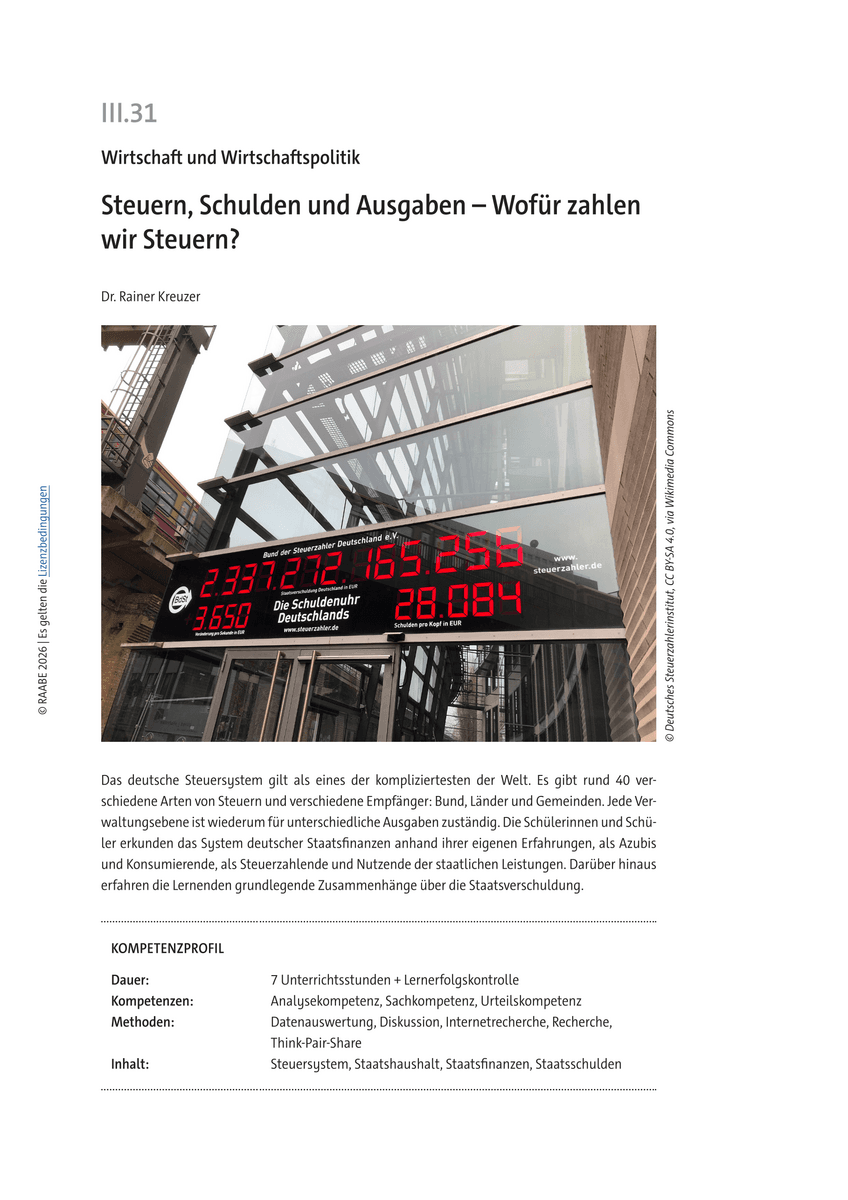Steuern, Schulden und Ausgaben Steuern, Schulden und Ausgaben