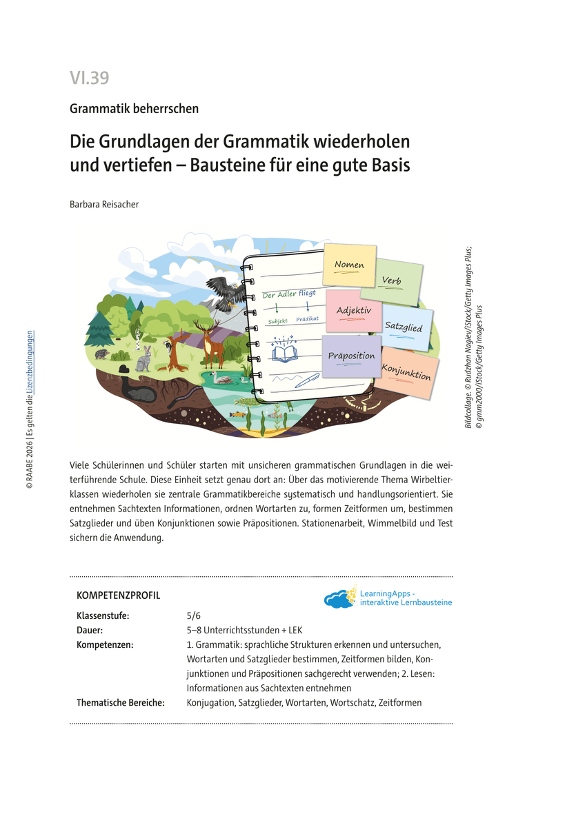 Die Grundlagen der Grammatik wiederholen und vertiefen Die Grundlagen der Grammatik wiederholen und vertiefen