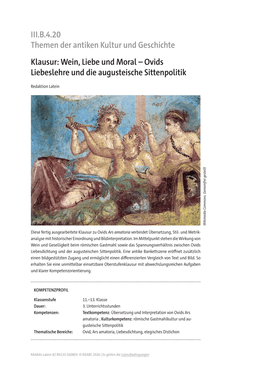 Klausur: Wein, Liebe und Moral Klausur: Wein, Liebe und Moral