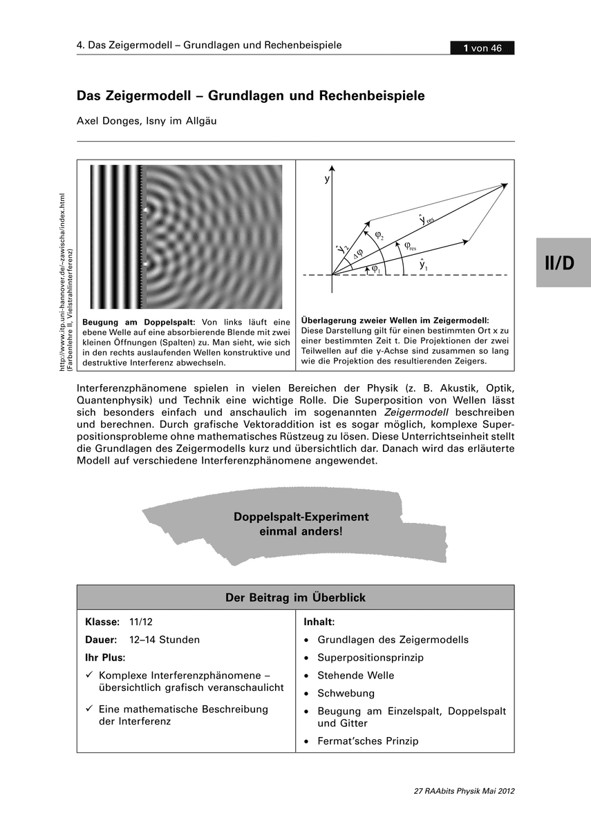 Das Zeigermodell Das Zeigermodell