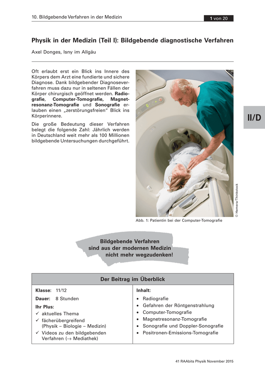 Physik in der Medizin (Teil I) Physik in der Medizin (Teil I)