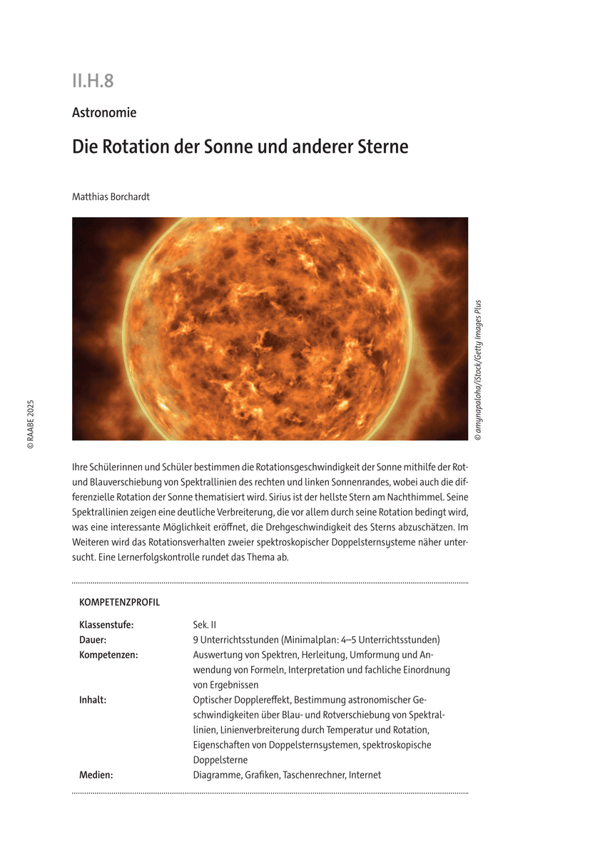 Die Rotation der Sonne und anderer Sterne Die Rotation der Sonne und anderer Sterne