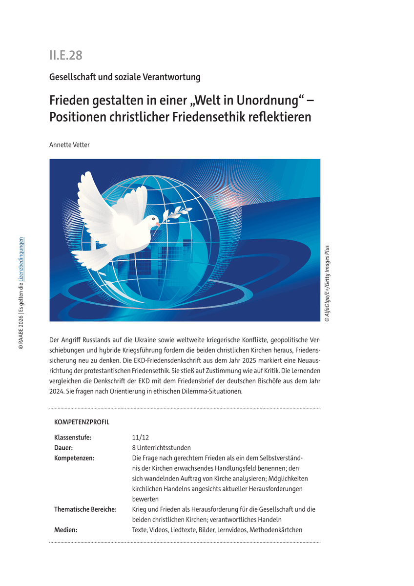 Frieden gestalten in einer „Welt in Unordnung“ Frieden gestalten in einer „Welt in Unordnung“