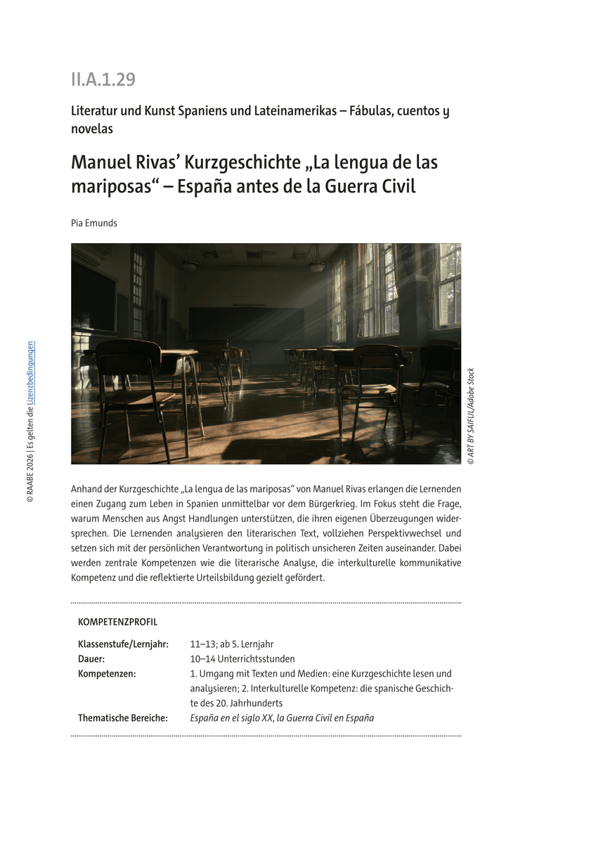 Manuel Rivas’ Kurzgeschichte „La lengua de las mariposas“ Manuel Rivas’ Kurzgeschichte „La lengua de las mariposas“