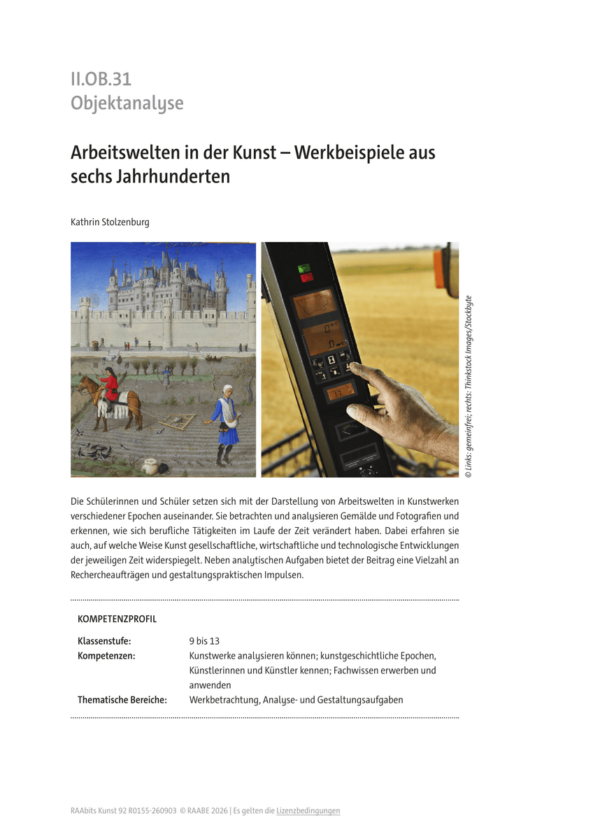 Arbeitswelten in der Kunst Arbeitswelten in der Kunst