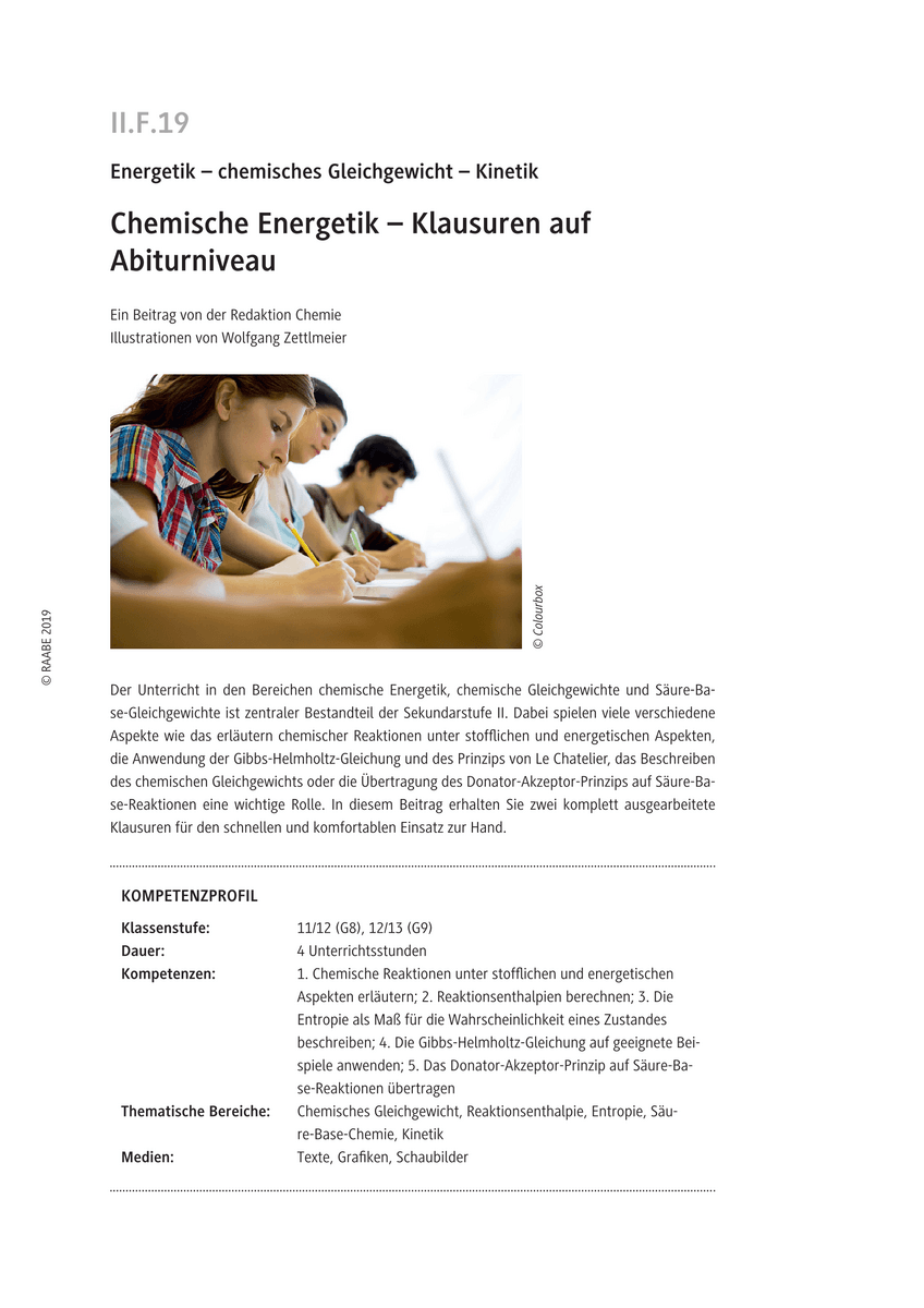 Klausuren: Chemische Energetik Klausuren: Chemische Energetik
