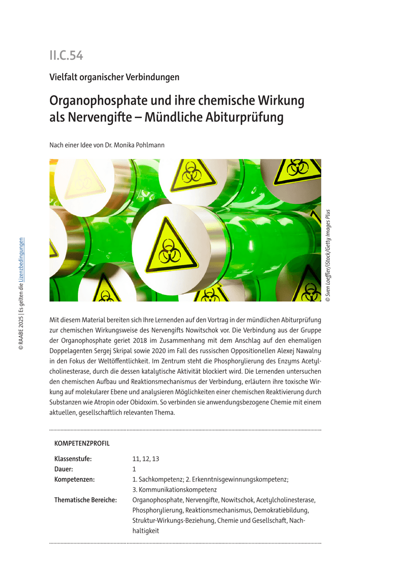 Mündliche Abiturprüfung: Organophosphate als Nervengifte Mündliche Abiturprüfung: Organophosphate als Nervengifte