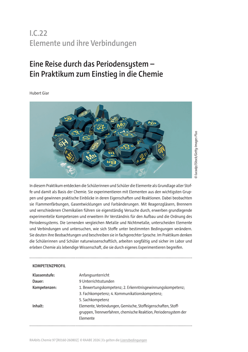 Eine Reise durch das Periodensystem Eine Reise durch das Periodensystem