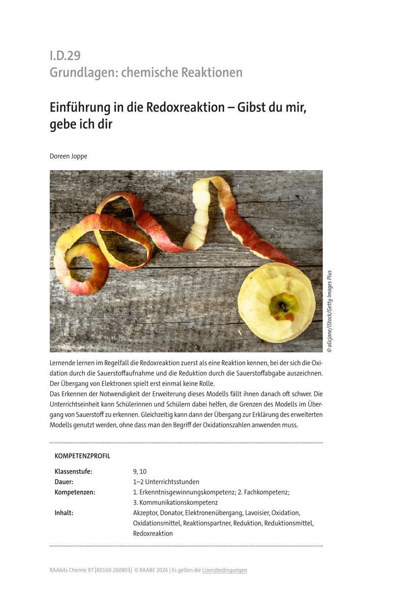 Einführung in die Redoxreaktion Einführung in die Redoxreaktion