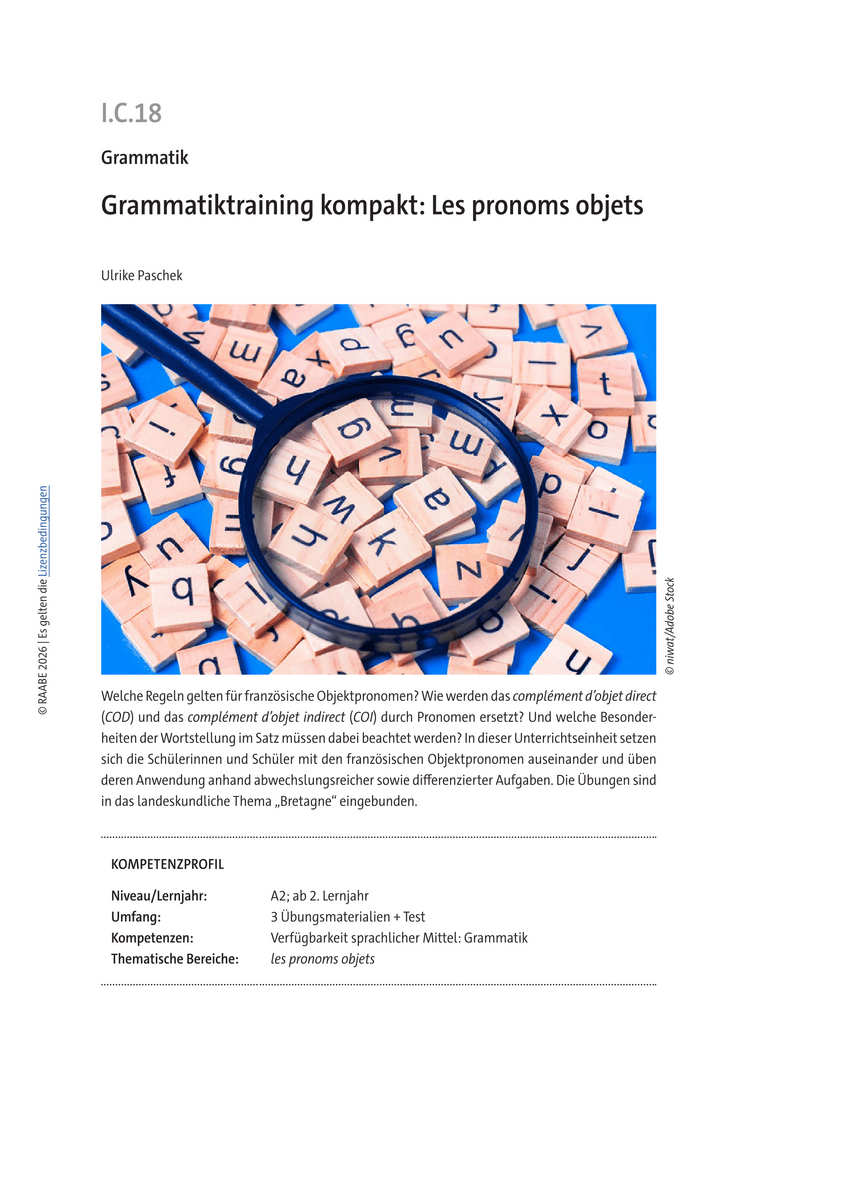 Grammatiktraining kompakt: Les pronoms objets Grammatiktraining kompakt: Les pronoms objets